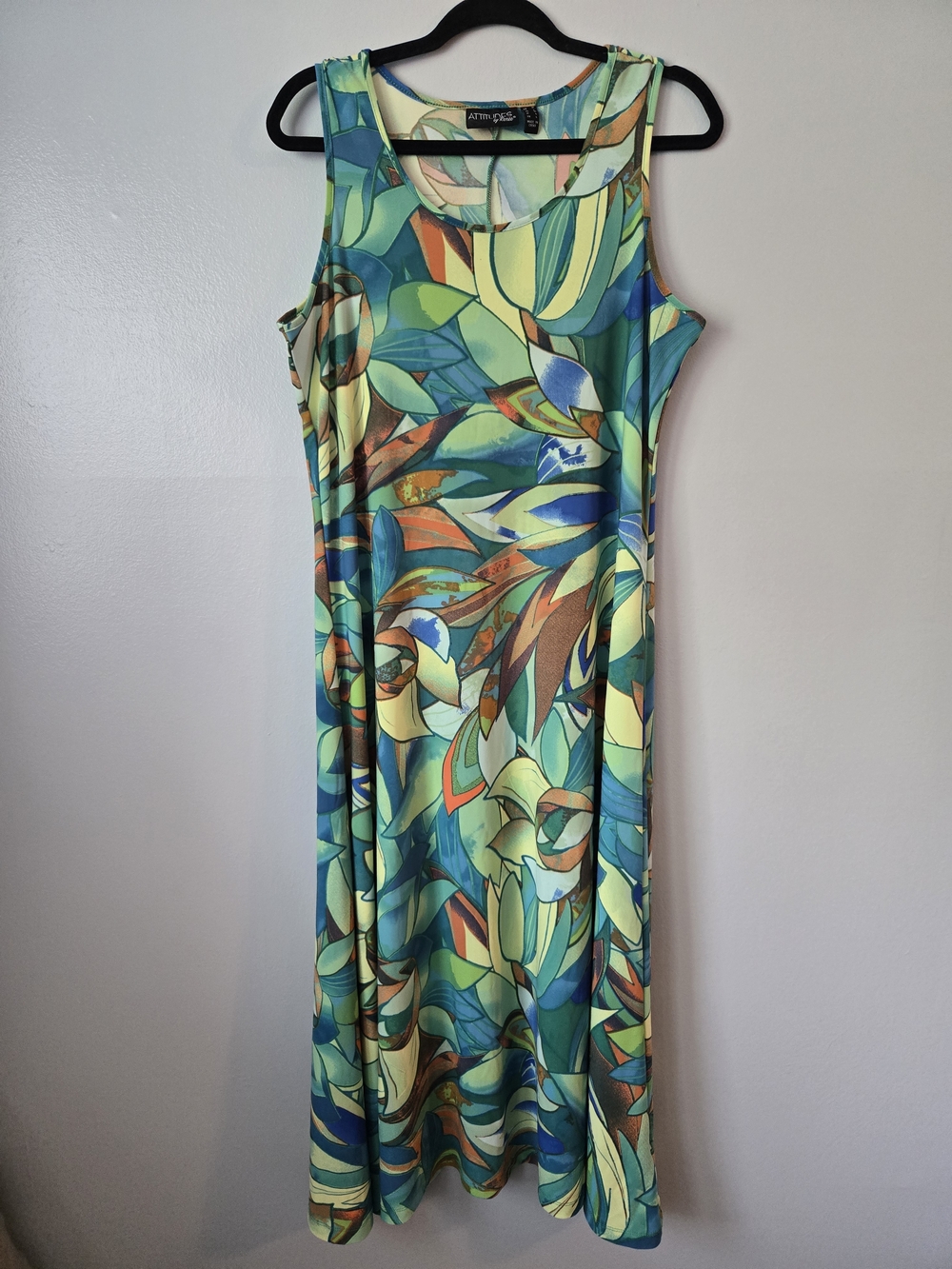 ​Attitudes by Renee Botanical Print Como Jersey Sleeveless Maxi Dress Size M